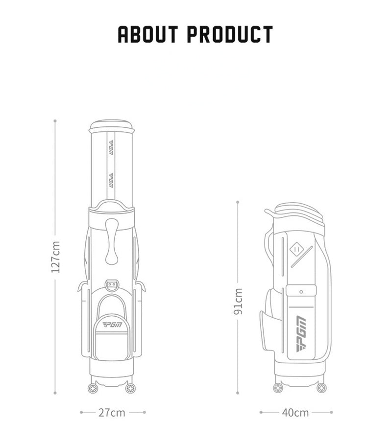 PGM GOLF Four Wheels Retractable Cover Travel Cart Bag QB152